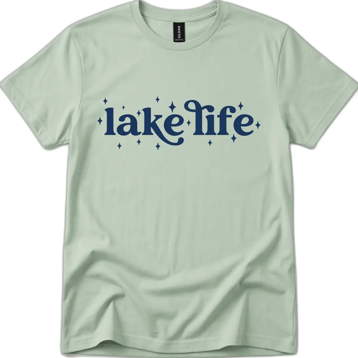 Lake Life Sparkle Design T-Shirt in Sage