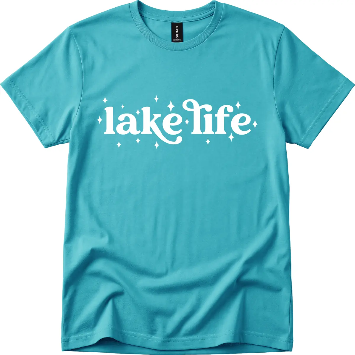 Lake Life Sparkle Design T-Shirt in Tropical Blue
