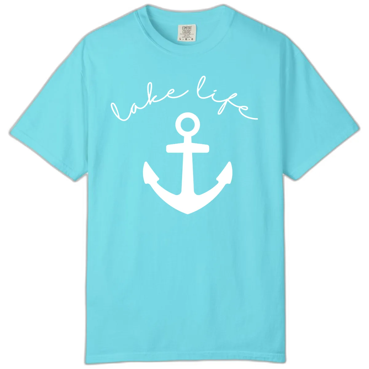 Lake Life Anchor Design Comfort Color in Lagoon Blue