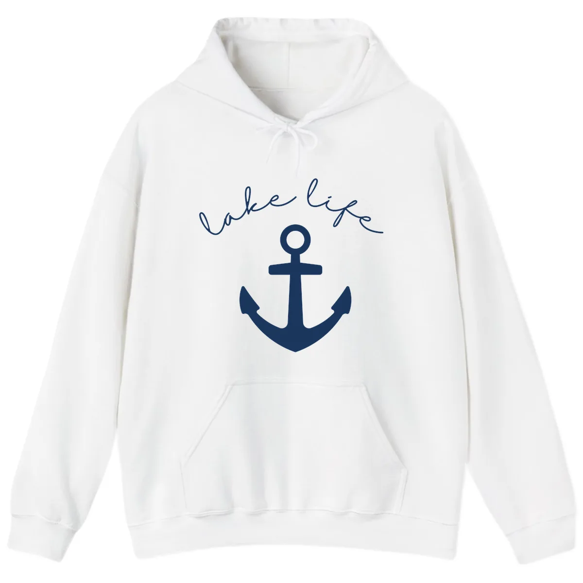 Lake Life Anchor Design Hoodie in White