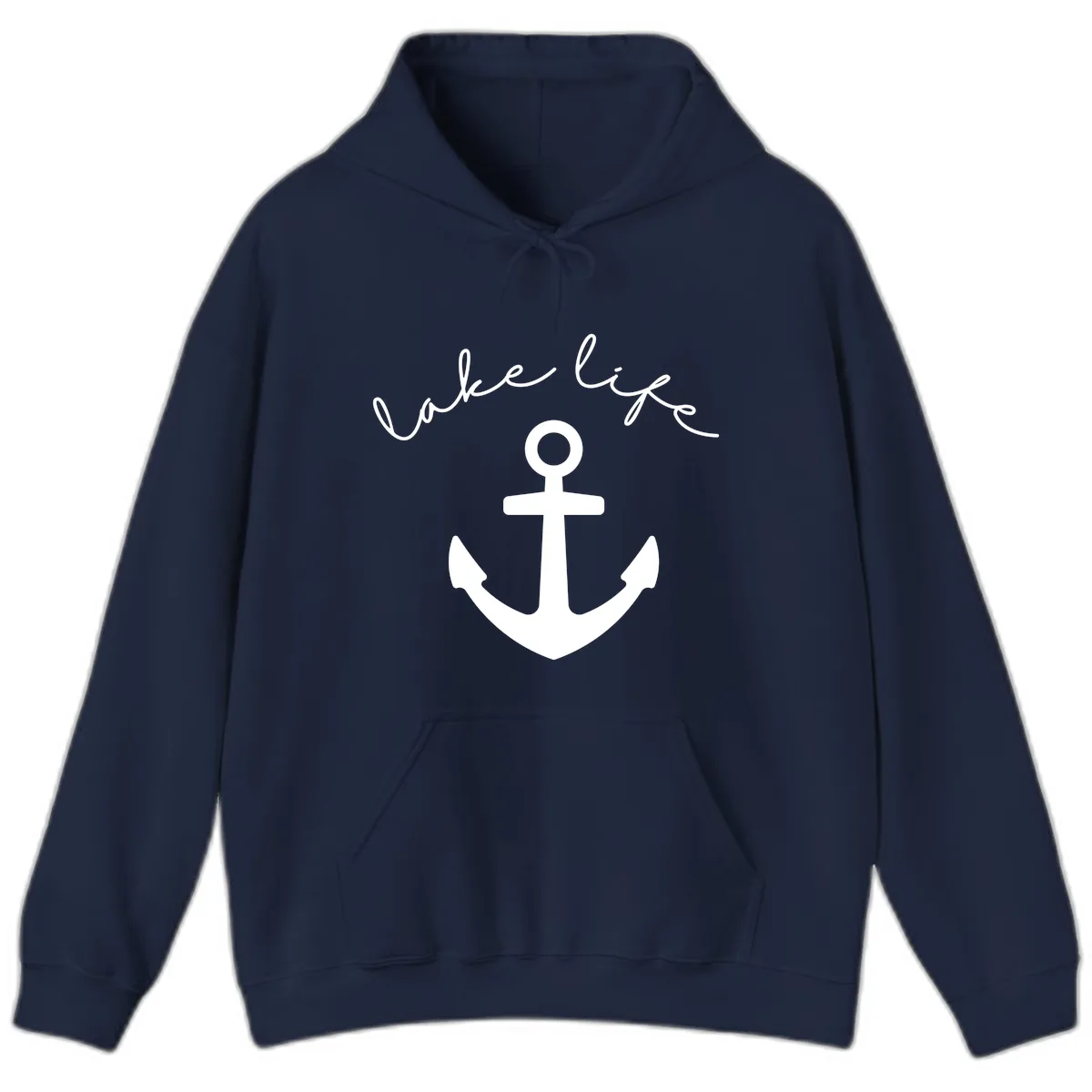 Lake Life Anchor Design Hoodie in Navy