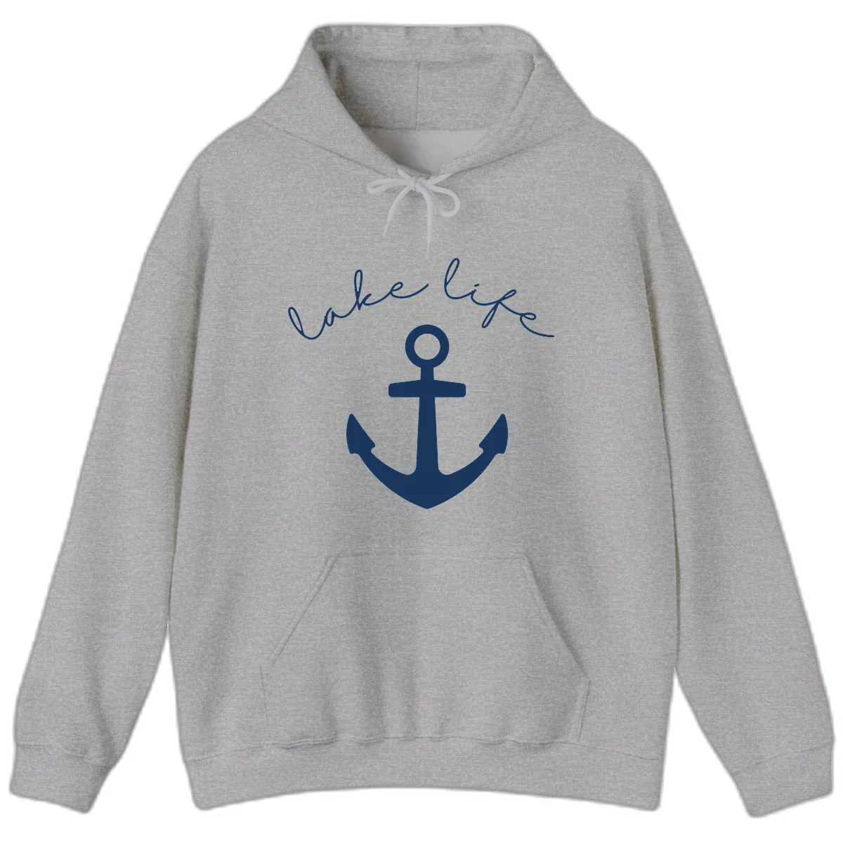 Lake Life Anchor Design Hoodie in Sport Grey