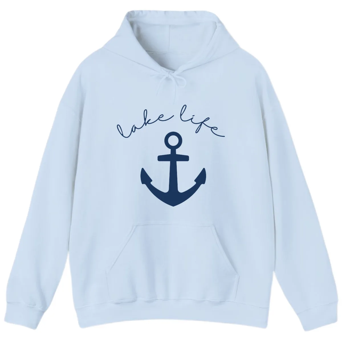 Lake Life Anchor Design Hoodie in Light Blue