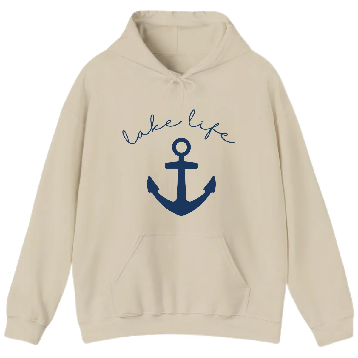 Lake Life Anchor Design Hoodie in Sand