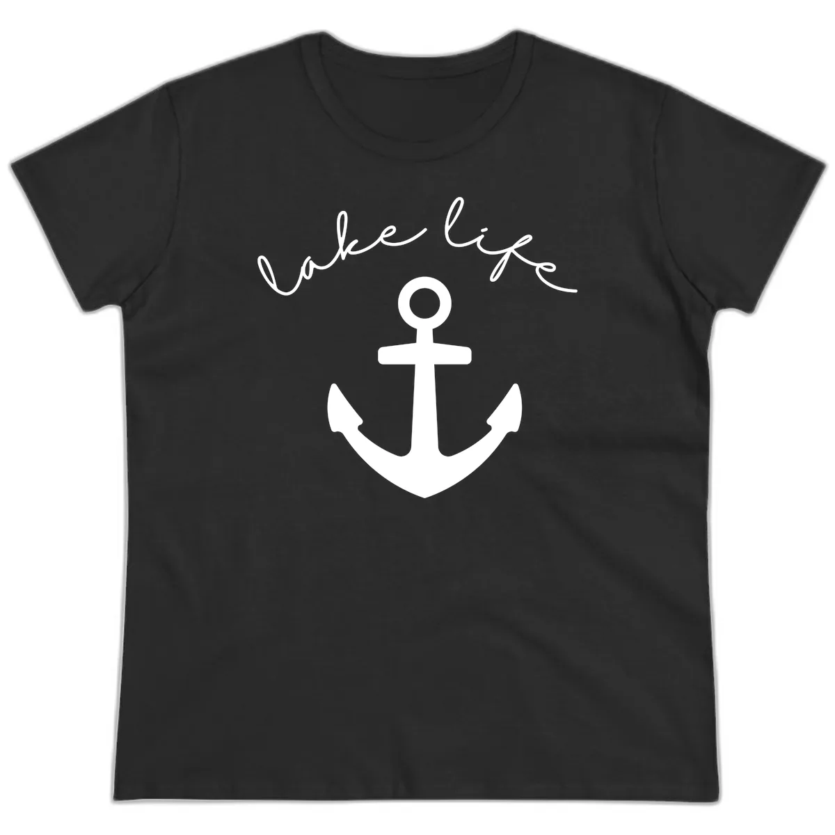 Lake Life Anchor Design Ladies Tee in Black