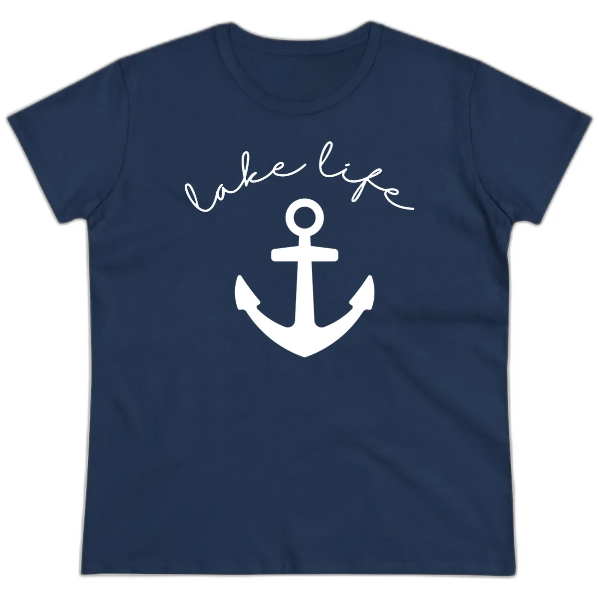 Lake Life Anchor Design Ladies Tee in Navy