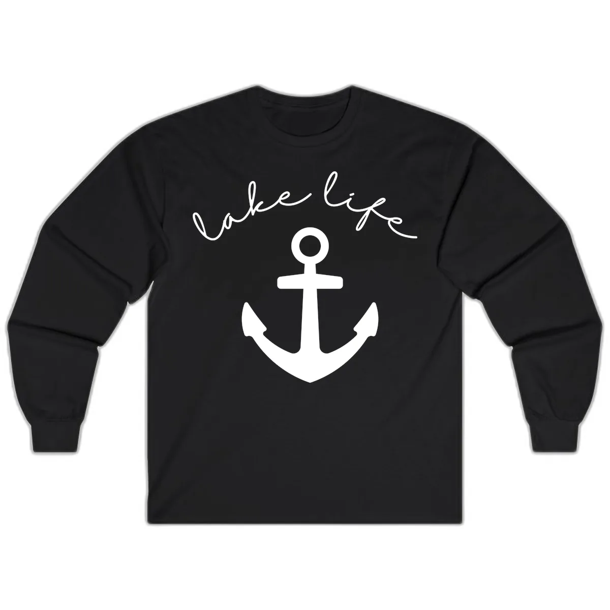 Lake Life Anchor Design Long Sleeve in Black