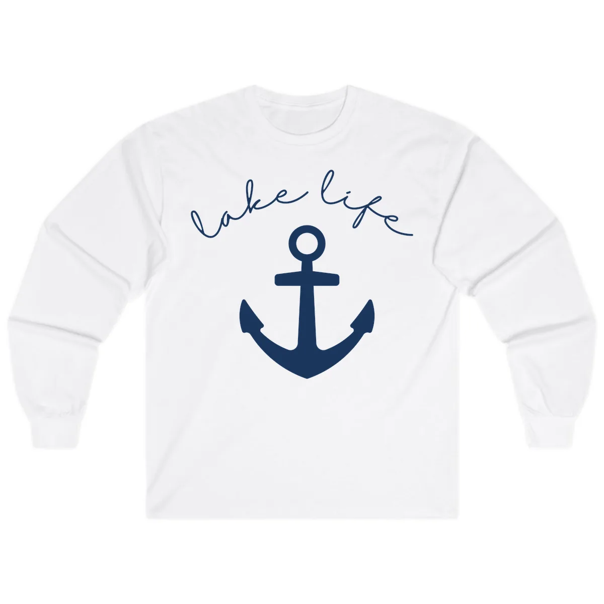 Lake Life Anchor Design Long Sleeve in White