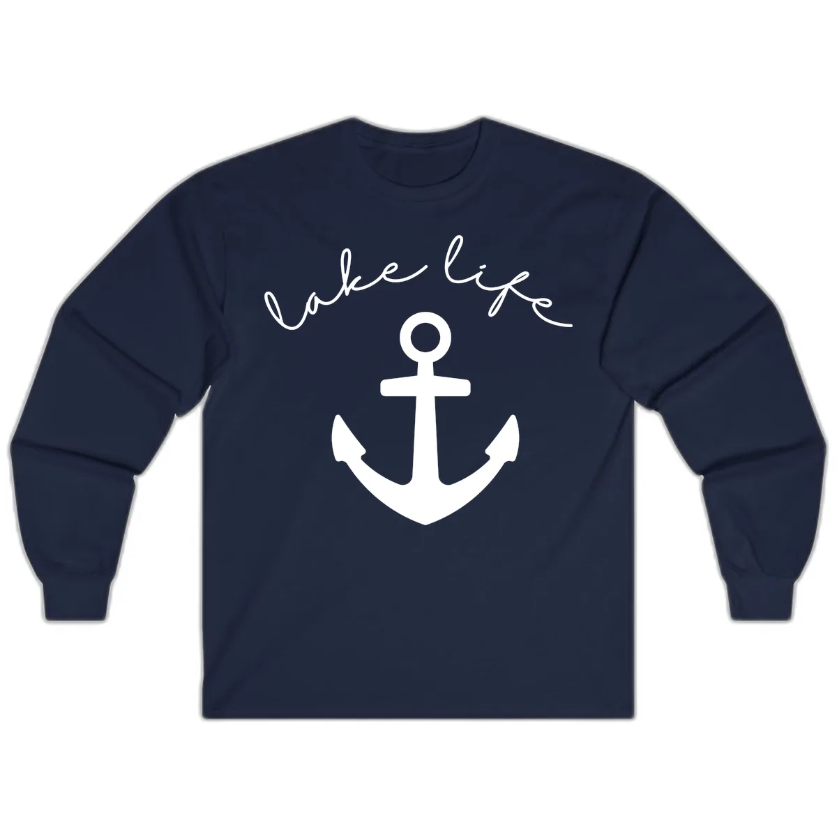 Lake Life Anchor Design Long Sleeve in Navy
