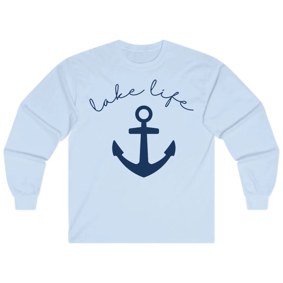 Lake Life Anchor Design Long Sleeve in Light Blue
