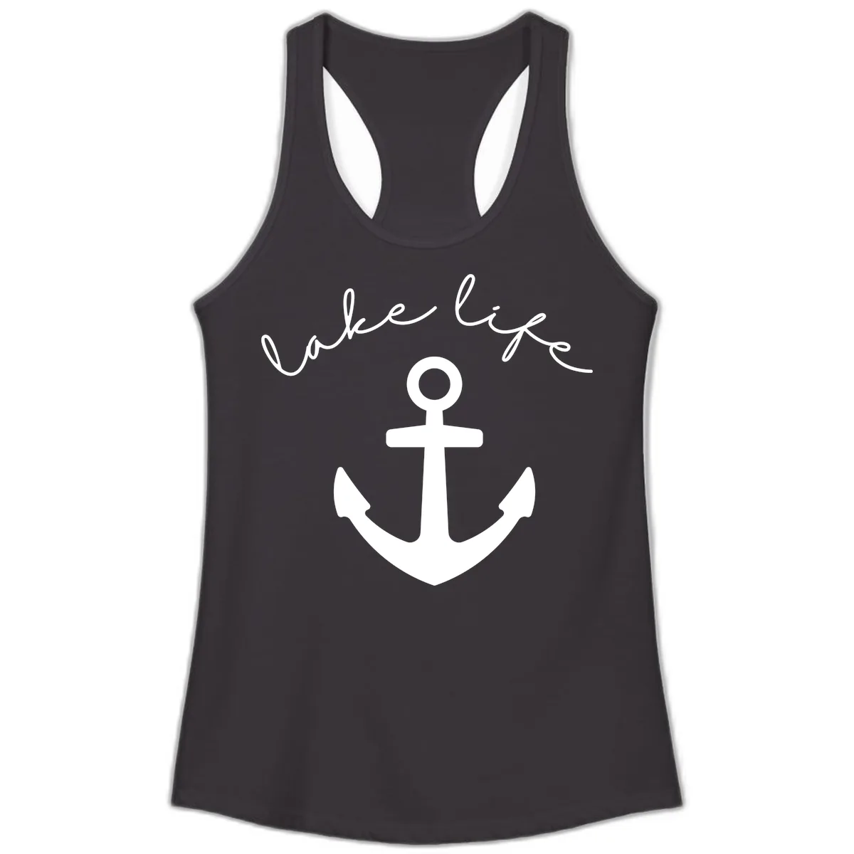 Lake Life Anchor Design Ladies Tank in Black