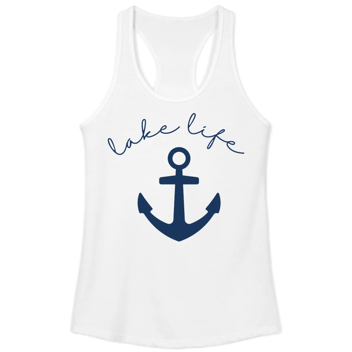 Lake Life Anchor Design Ladies Tank in White