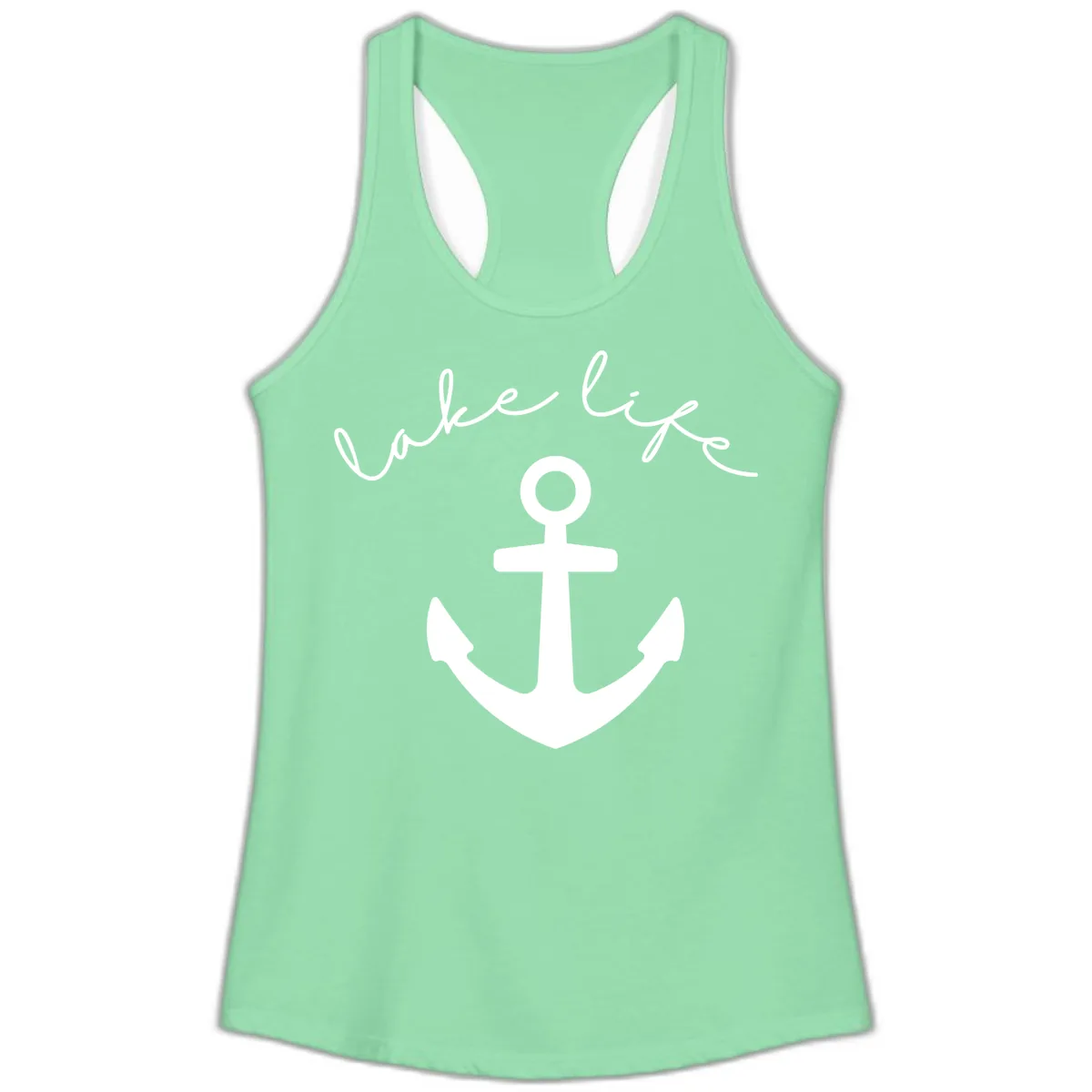 Lake Life Anchor Design Ladies Tank in Solid Mint