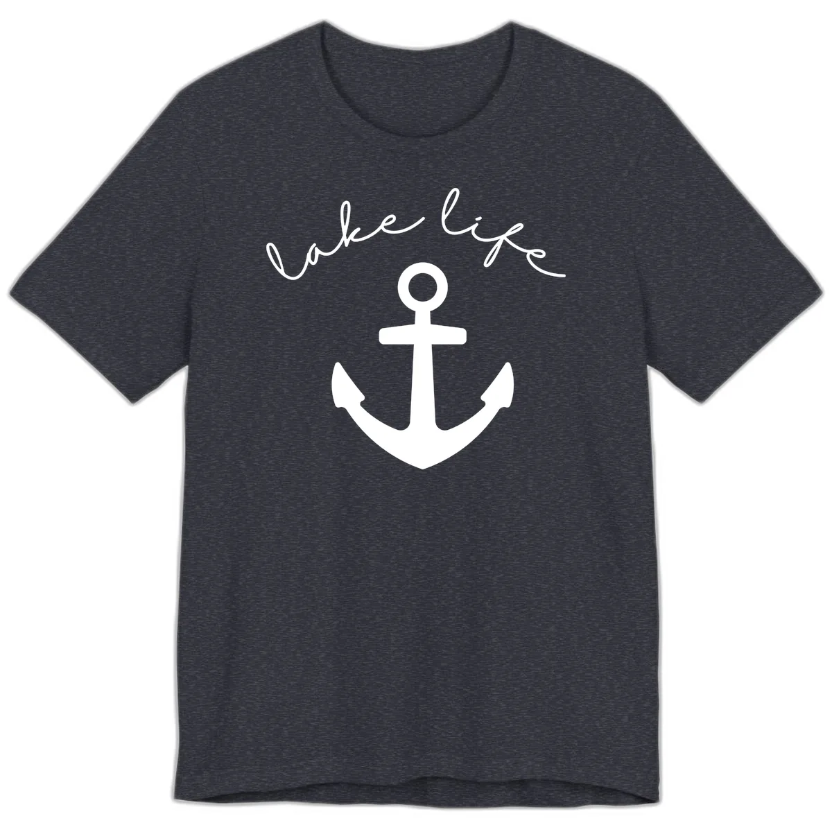 Lake Life Anchor Design Premium T-Shirt in Heather Navy