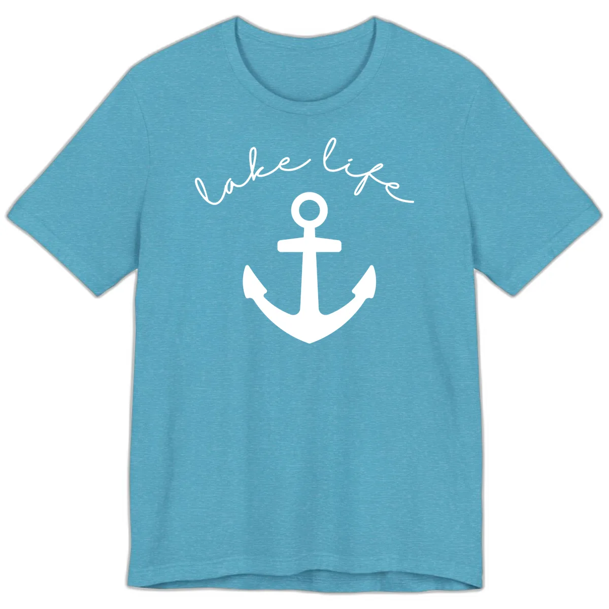 Lake Life Anchor Design Premium T-Shirt in Heather Aqua