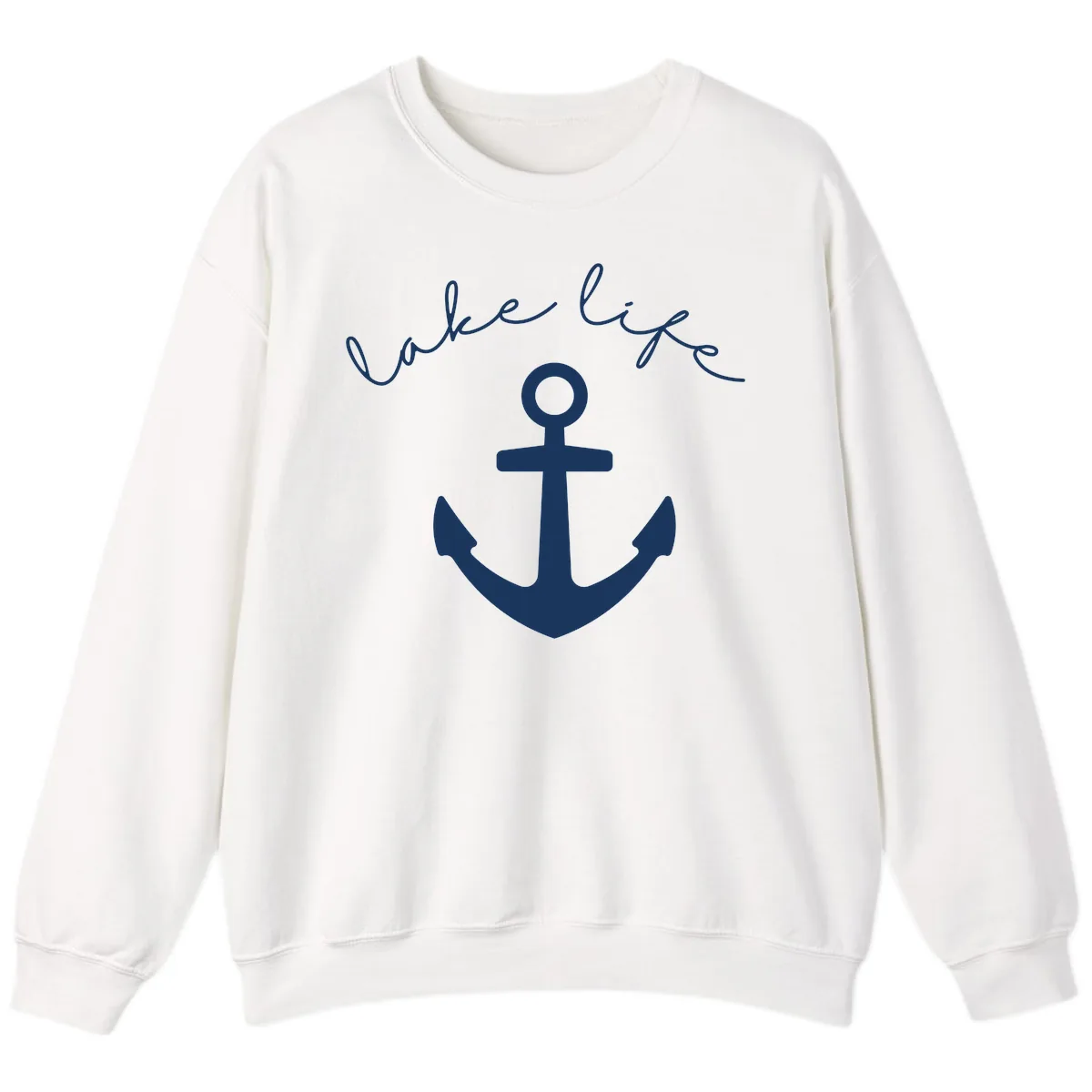 Lake Life Anchor Design Sweatshirt in White