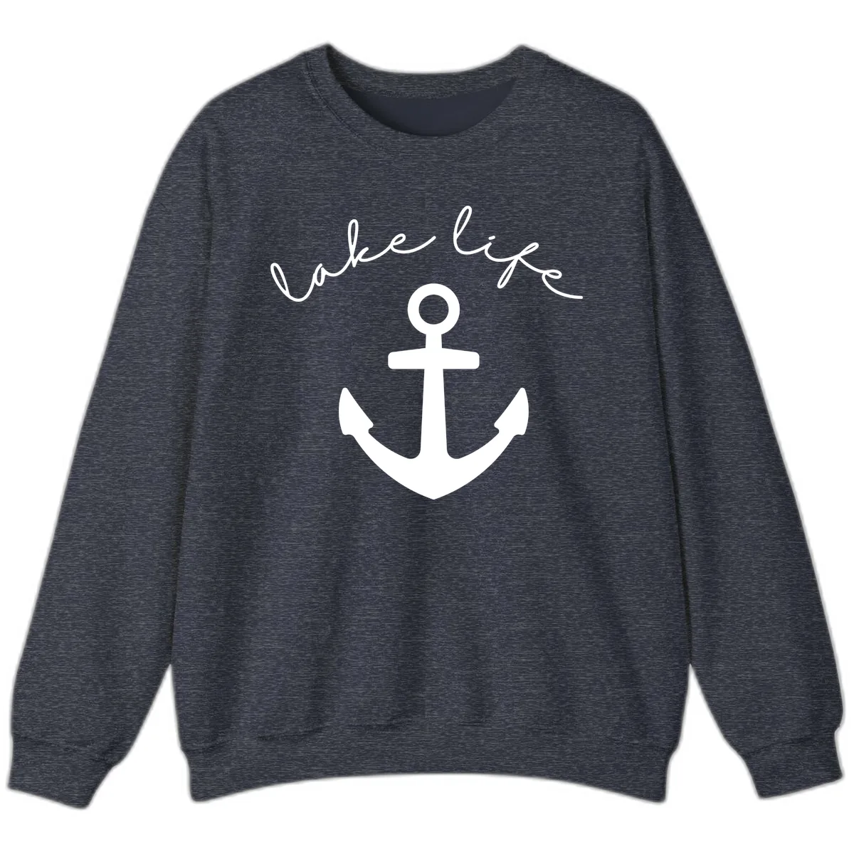 Lake Life Anchor Design Sweatshirt in Heather Sport Dark Navy