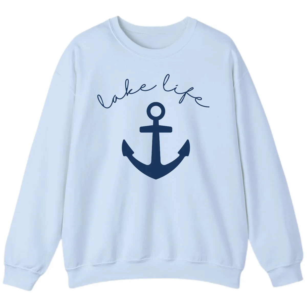 Lake Life Anchor Design Sweatshirt in Light Blue