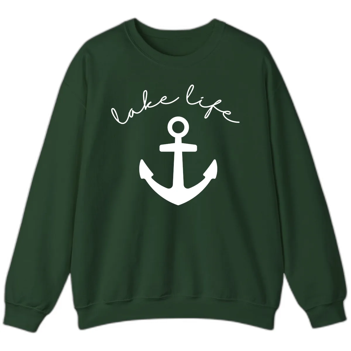 Lake Life Anchor Design Sweatshirt in Forest Green