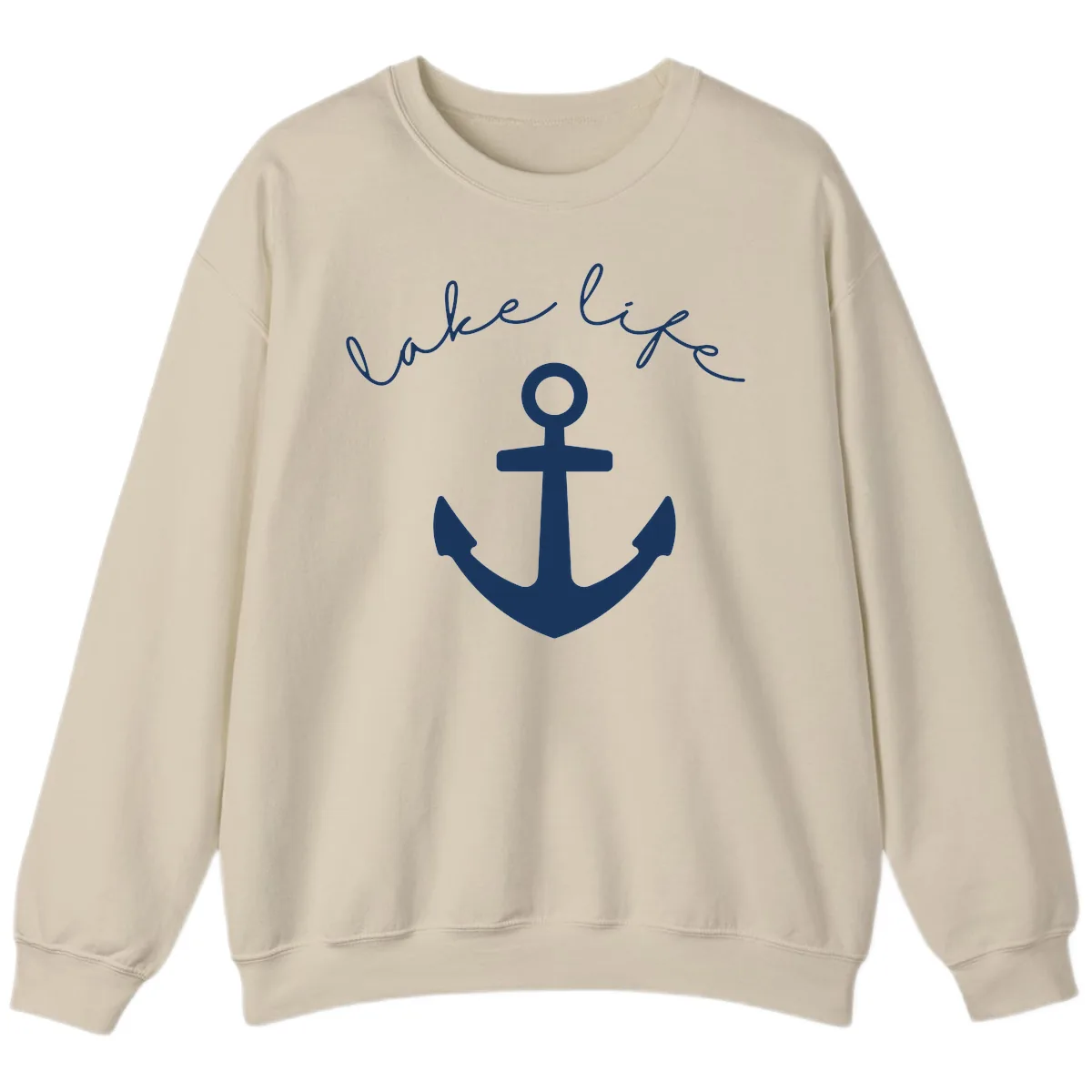 Lake Life Anchor Design Sweatshirt in Sand