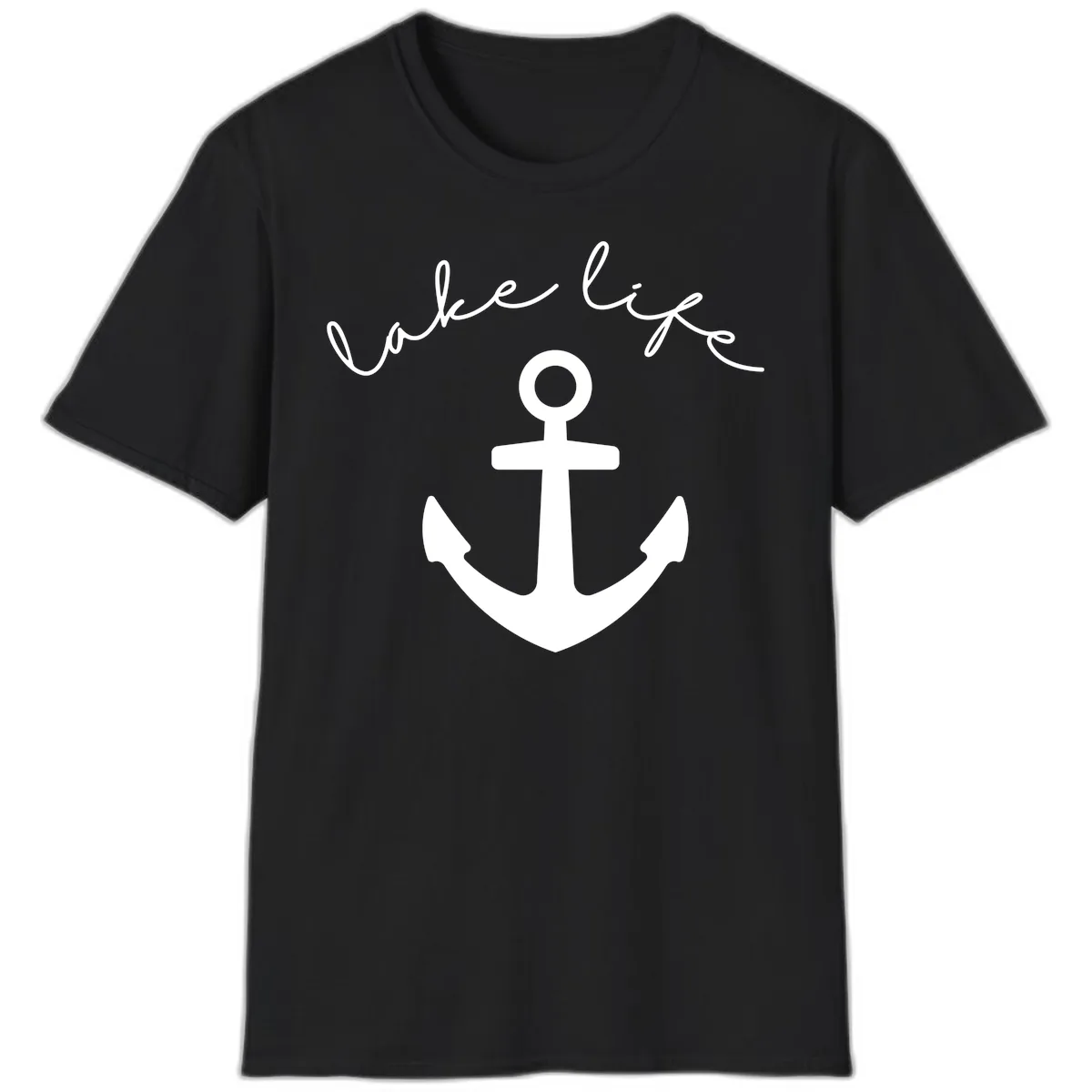 Lake Life Anchor Design T-Shirt in Black