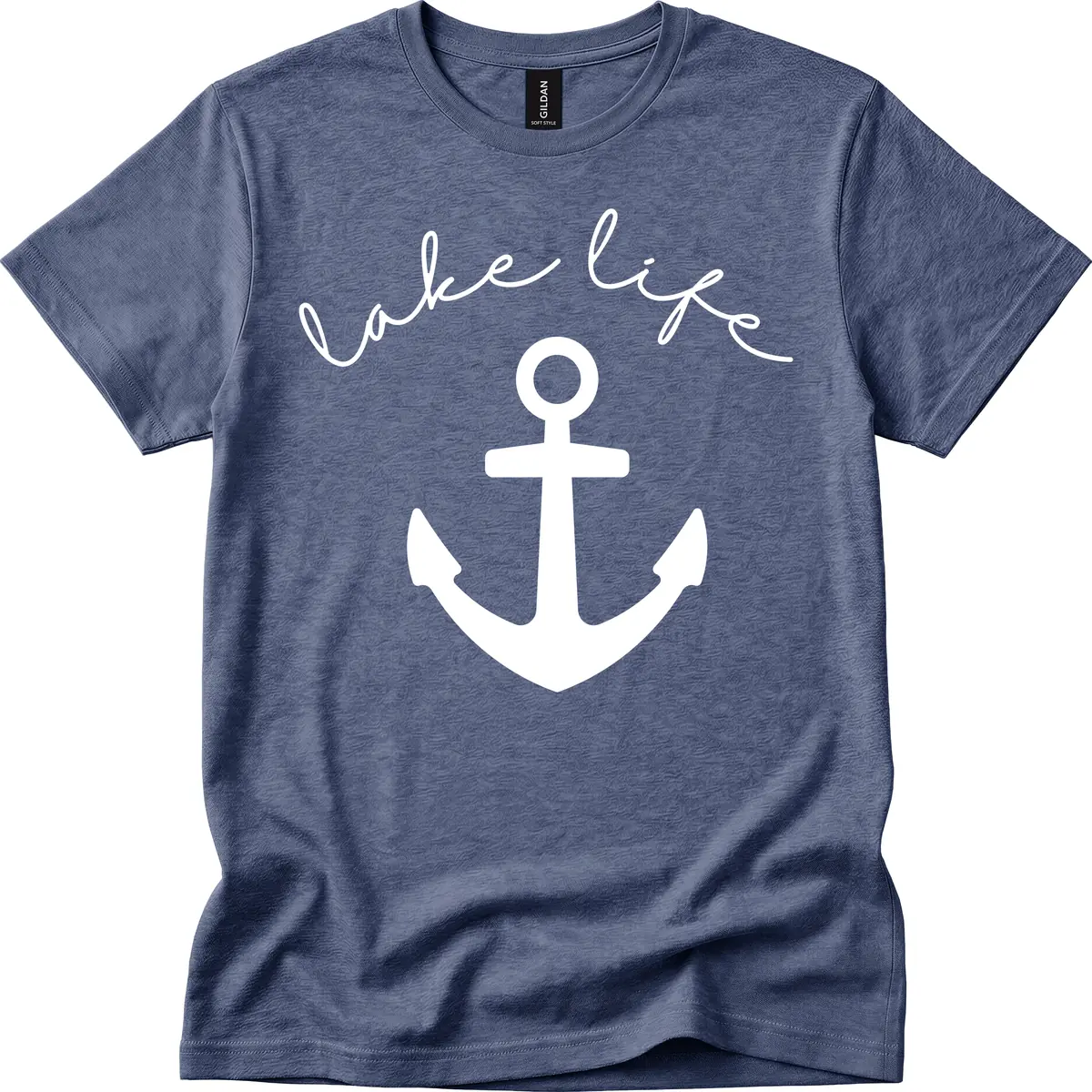 Lake Life Anchor Design T-Shirt in Heather Navy