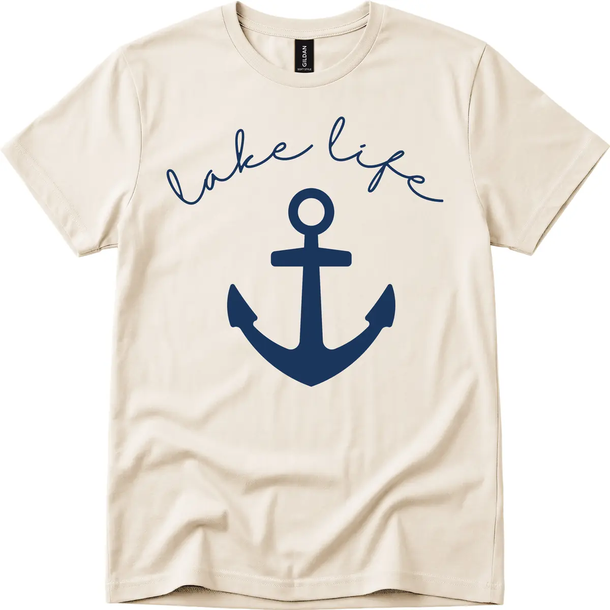 Lake Life Anchor Design T-Shirt in Natural