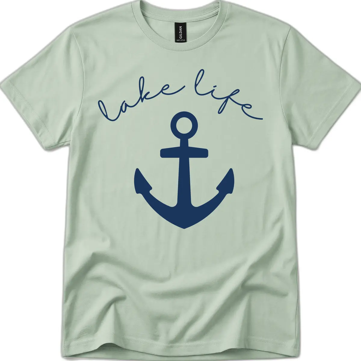 Lake Life Anchor Design T-Shirt in Sage