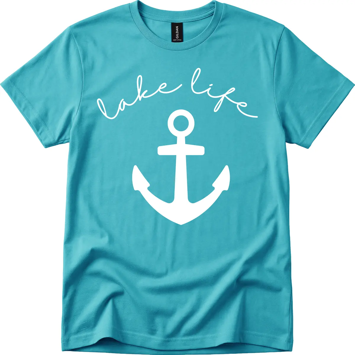 Lake Life Anchor Design T-Shirt in Tropical Blue