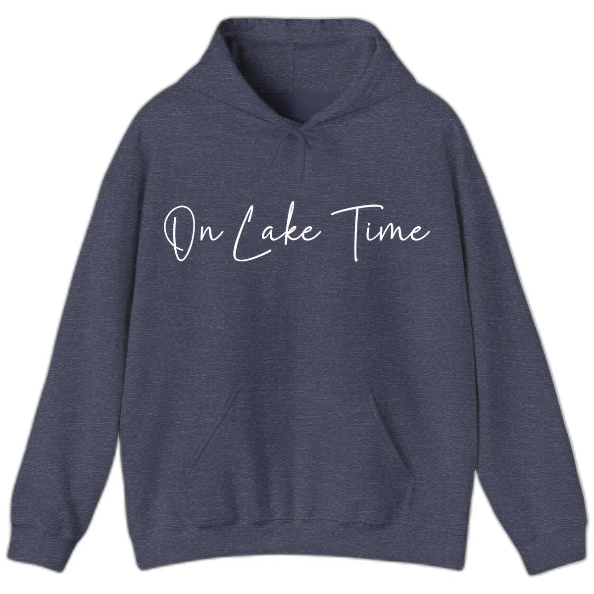 On Lake Time Script Design Hoodie in Heather Sport Dark Navy