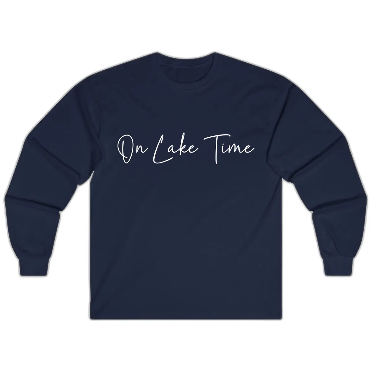 On Lake Time Script Design Long Sleeve in Navy