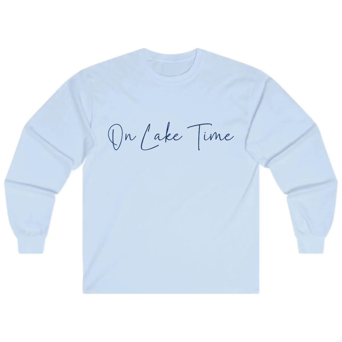 On Lake Time Script Design Long Sleeve in Light Blue