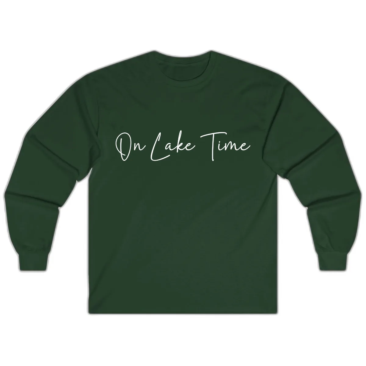 On Lake Time Script Design Long Sleeve in Forest Green