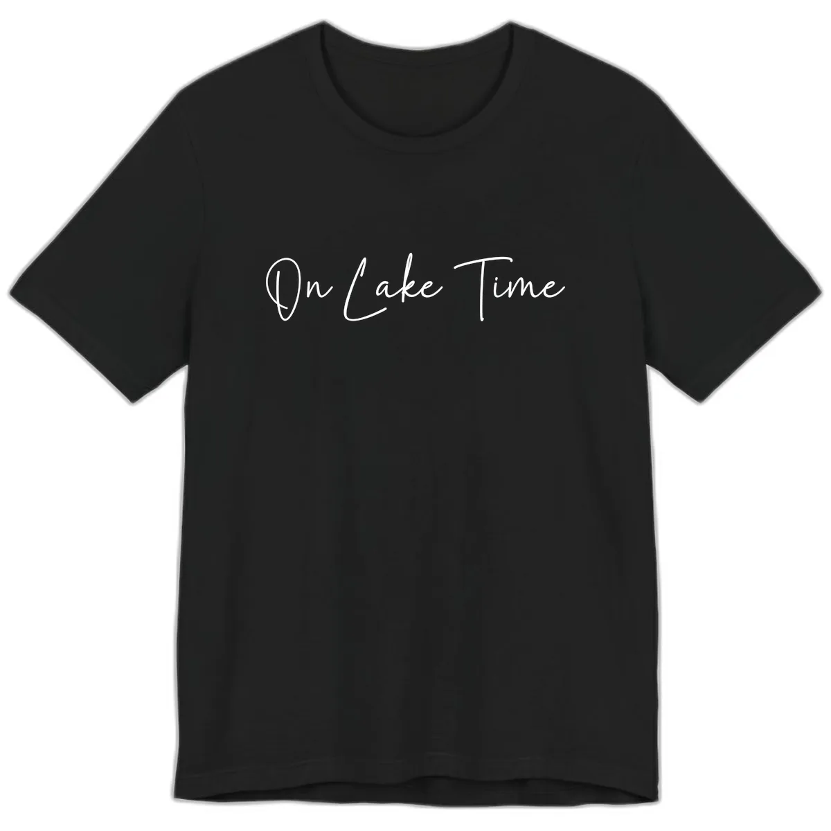 On Lake Time Script Design Premium T-Shirt in Black
