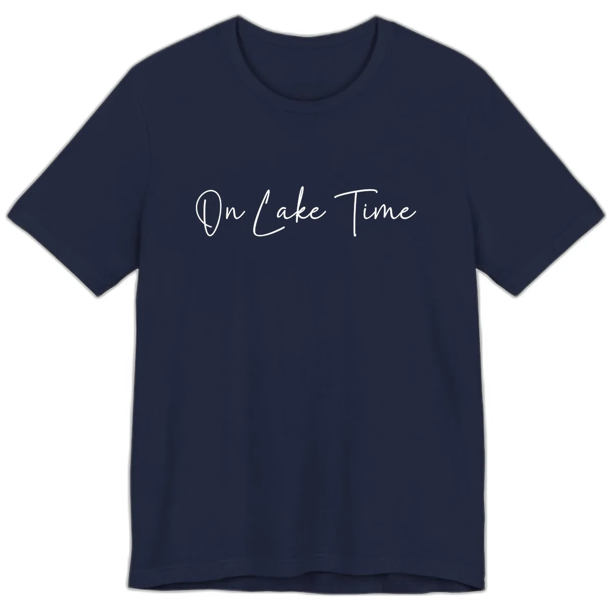 On Lake Time Script Design Premium T-Shirt in Navy