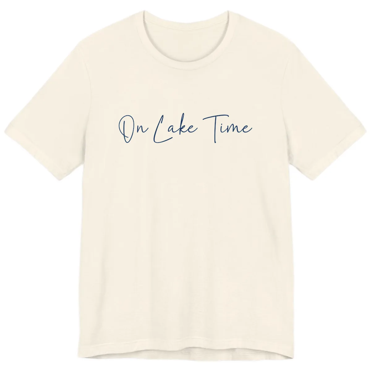 On Lake Time Script Design Premium T-Shirt in Natural