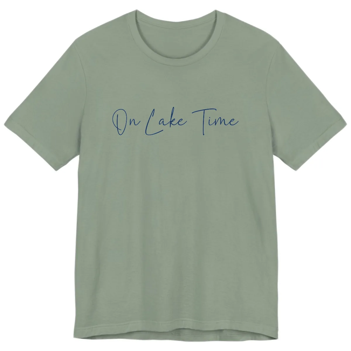 On Lake Time Script Design Premium T-Shirt in Sage