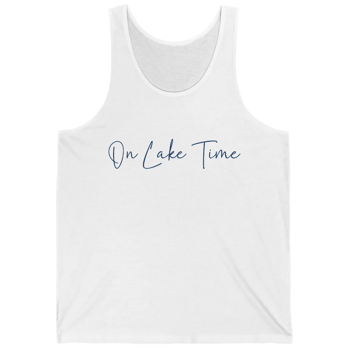 On Lake Time Script Design Tank in White