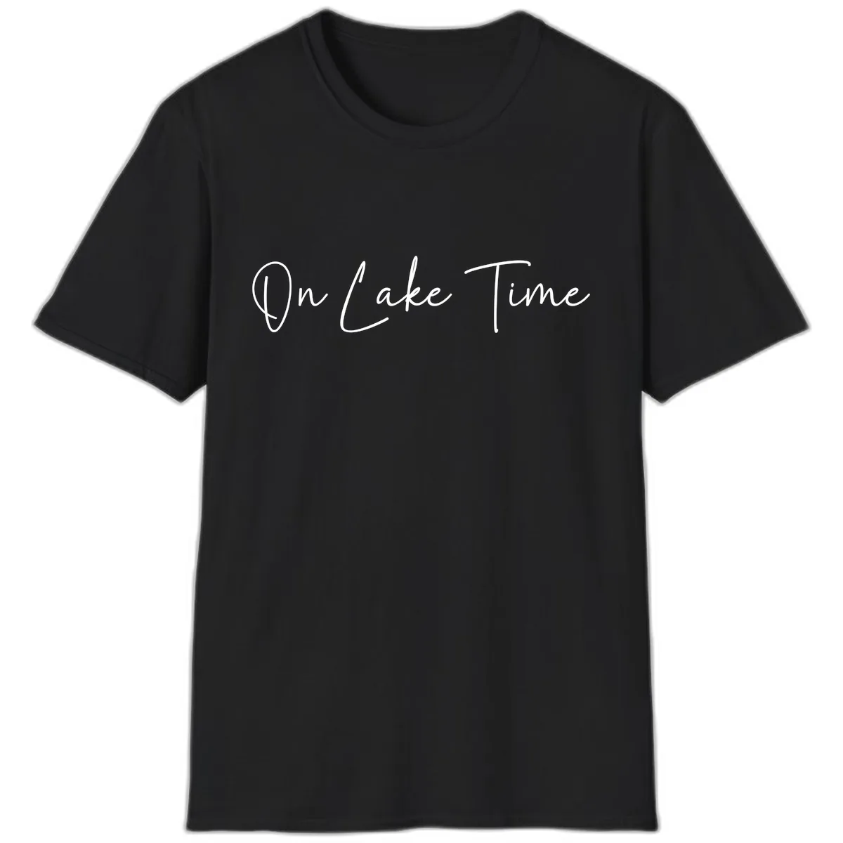 On Lake Time Script Design T-Shirt in Black