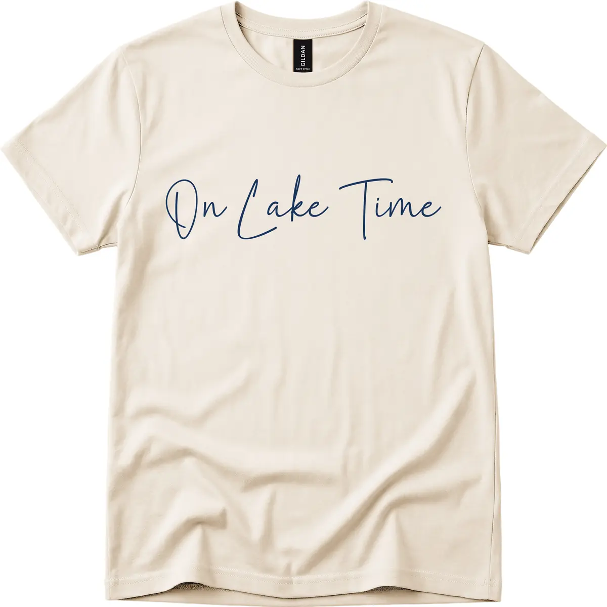 On Lake Time Script Design T-Shirt in Natural