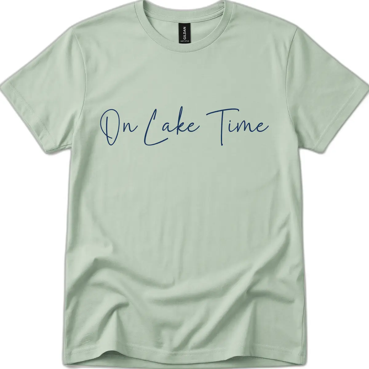 On Lake Time Script Design T-Shirt in Sage