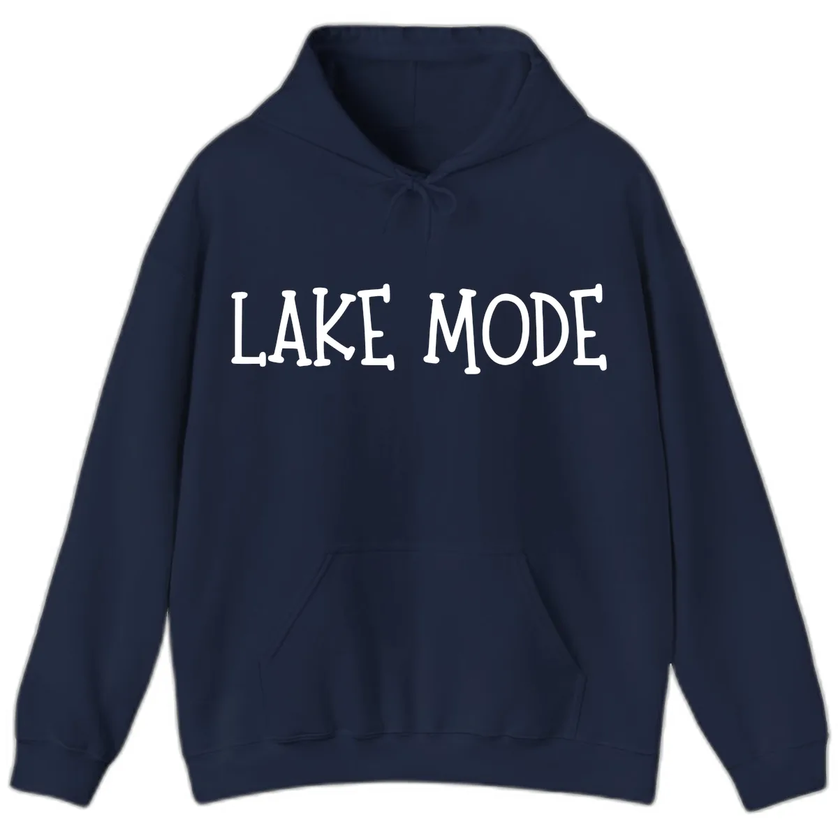 Lake Mode Typography Design Hoodie in Navy