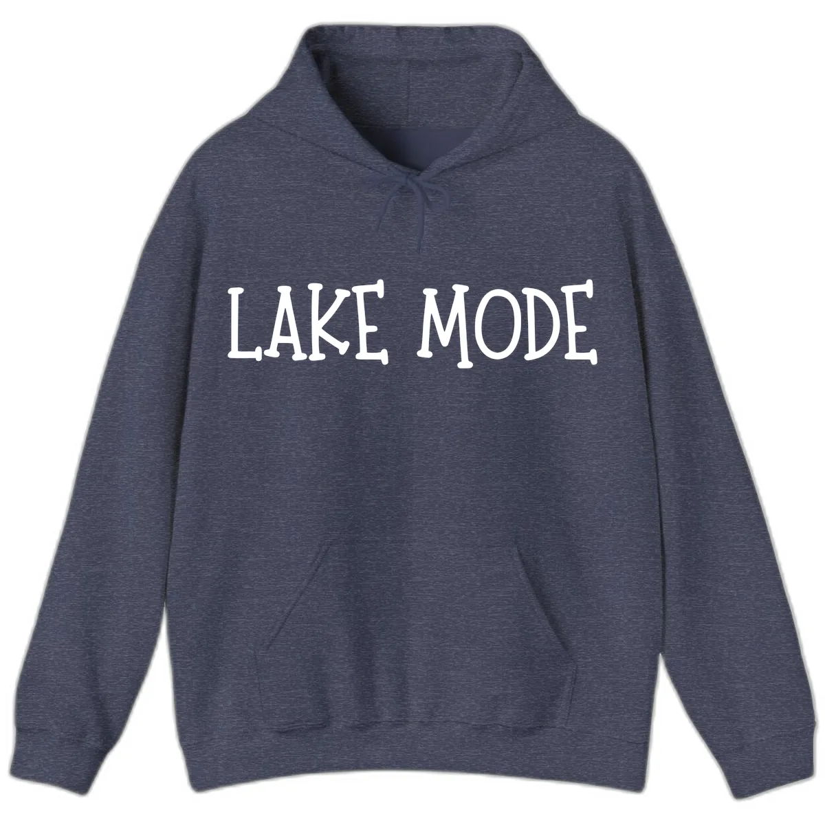 Lake Mode Typography Design Hoodie in Heather Sport Dark Navy