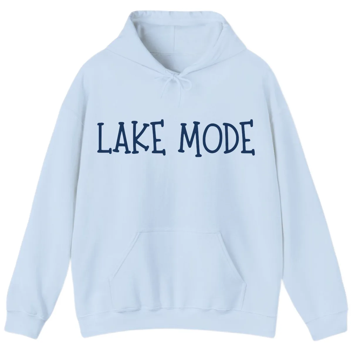 Lake Mode Typography Design Hoodie in Light Blue