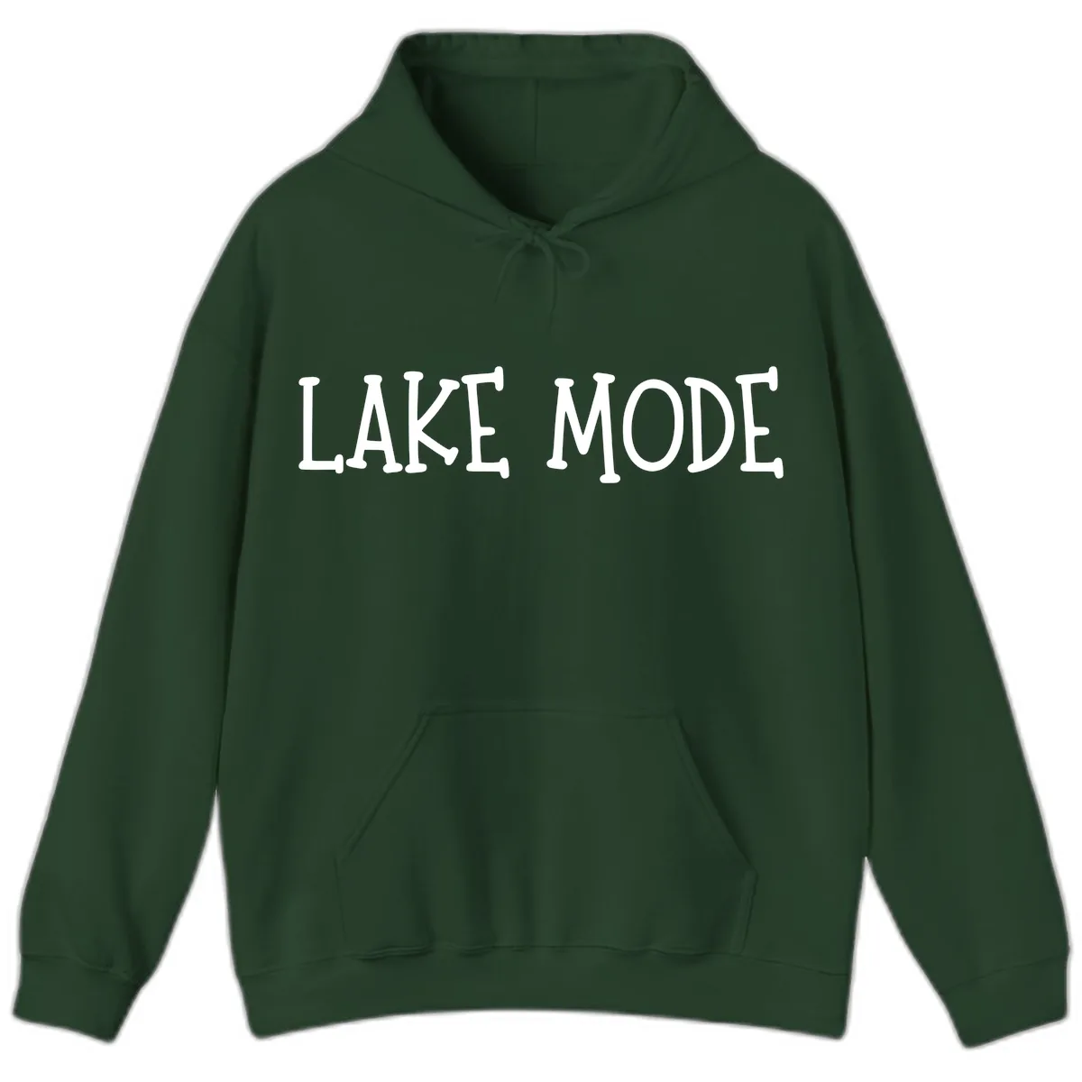 Lake Mode Typography Design Hoodie in Forest Green