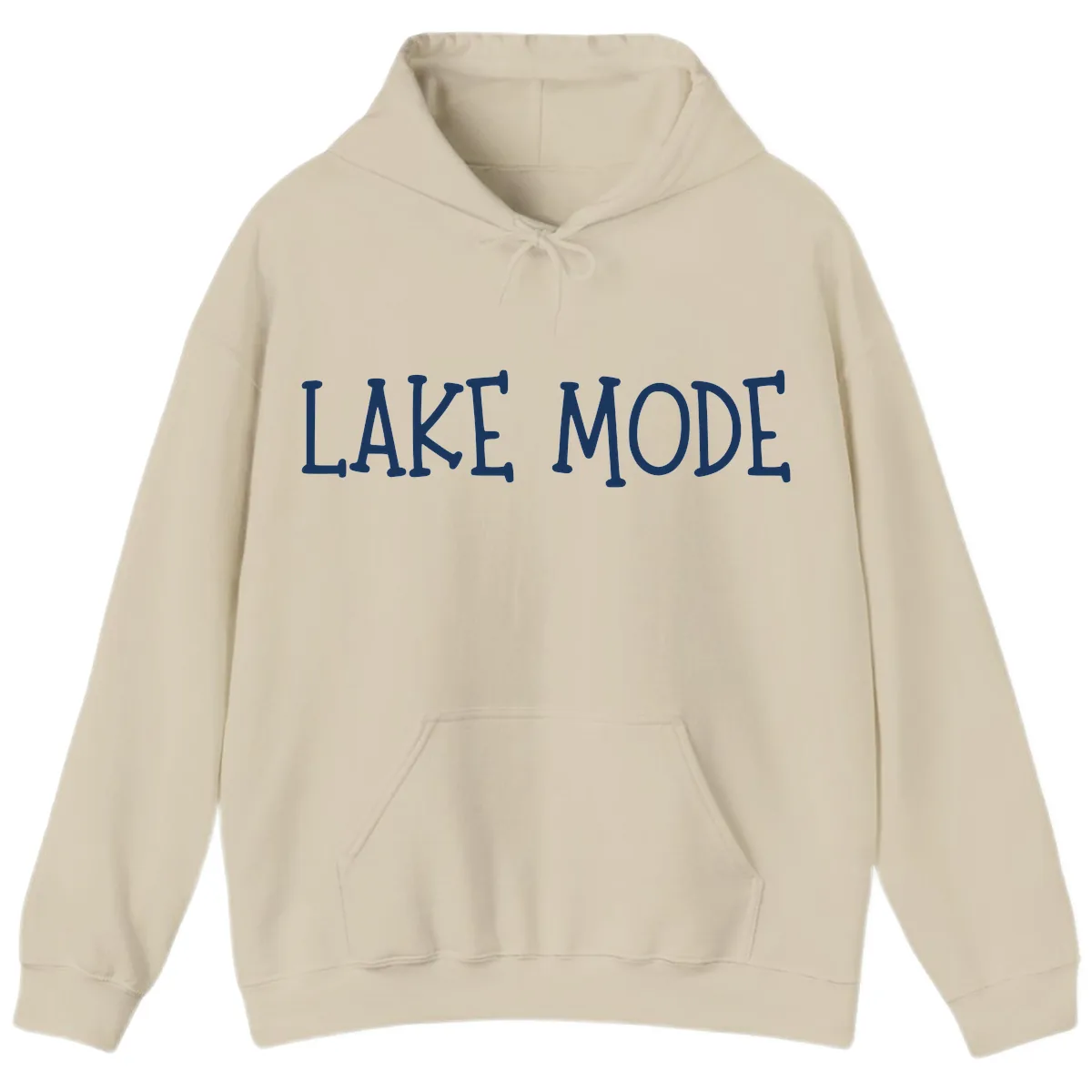 Lake Mode Typography Design Hoodie in Sand