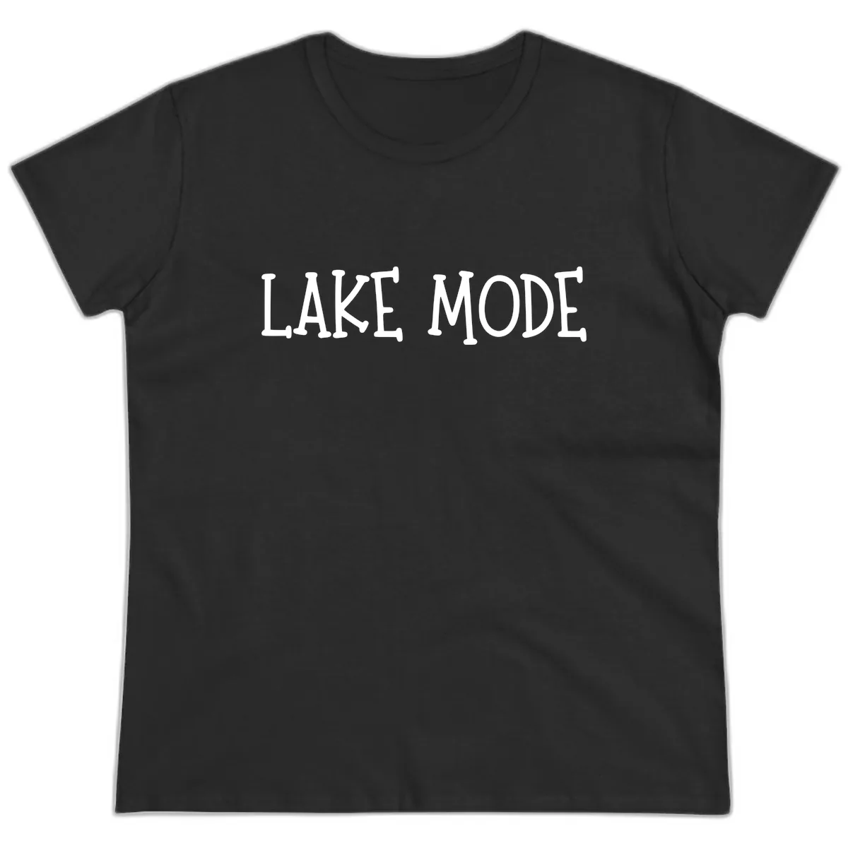 Lake Mode Typography Design Ladies Tee in Black
