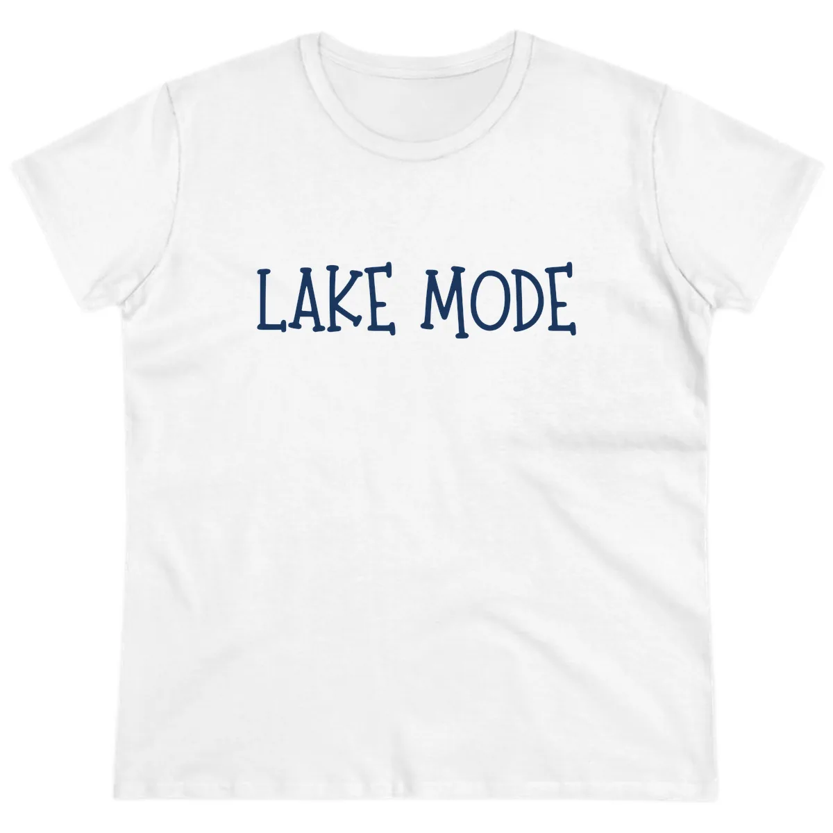 Lake Mode Typography Design Ladies Tee in White