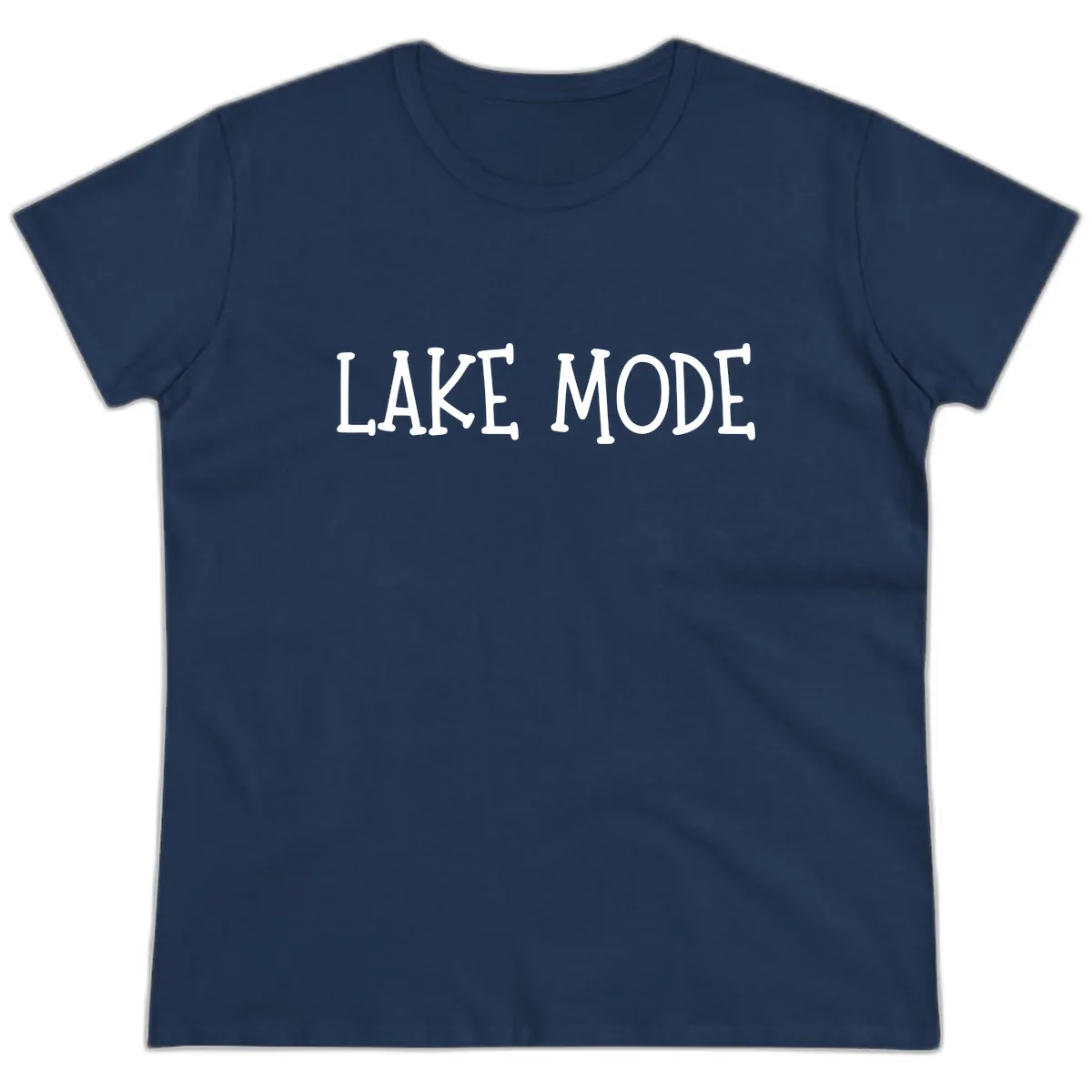 Lake Mode Typography Design Ladies Tee in Navy