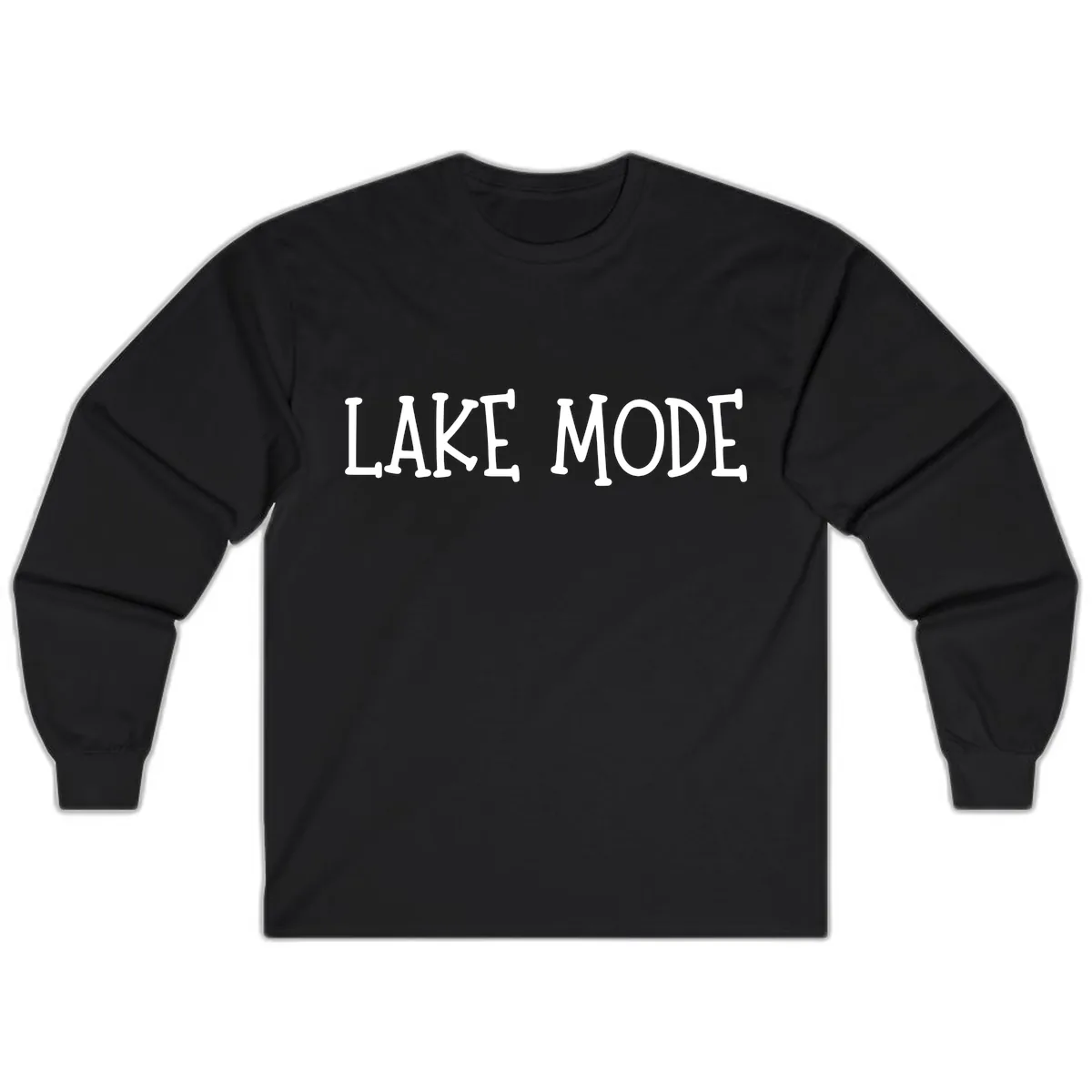 Lake Mode Typography Design Long Sleeve in Black